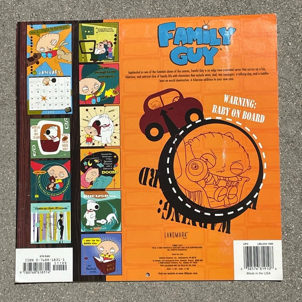 Vtg 1999 Family Guy 12-Month 2000 Peter Stewie Brian Calendar Y2K EARLY MERCH